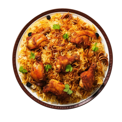 ai-generated-a-plate-of-chicken-biryani-isolated-on-transparent-background-free-png